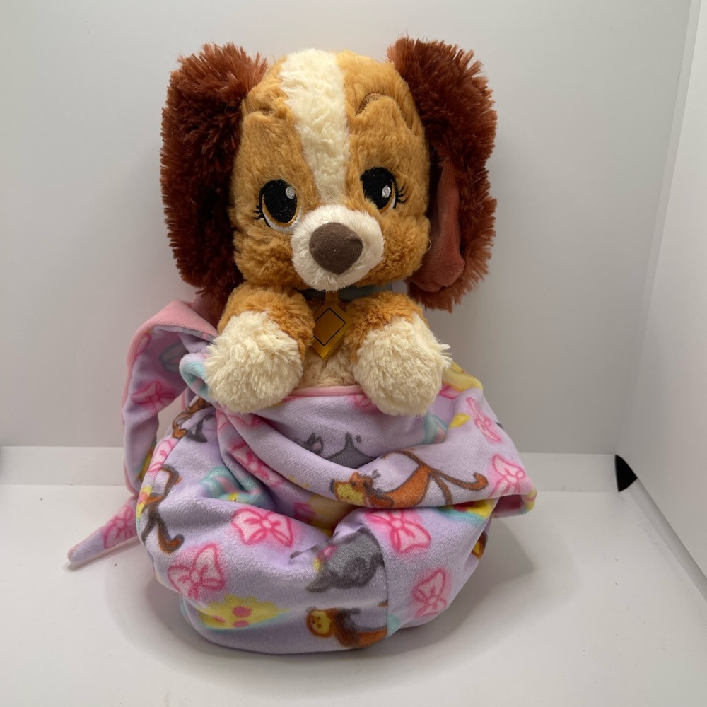 Disney Parks Baby Lady and the Tramp Lady Plush Includes Blanket